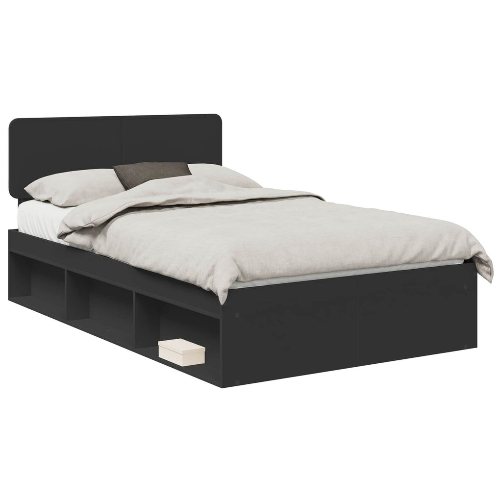 vidaXL Ramka łóżka Czarny 135 x 190 cm Lite drewno sosnowe