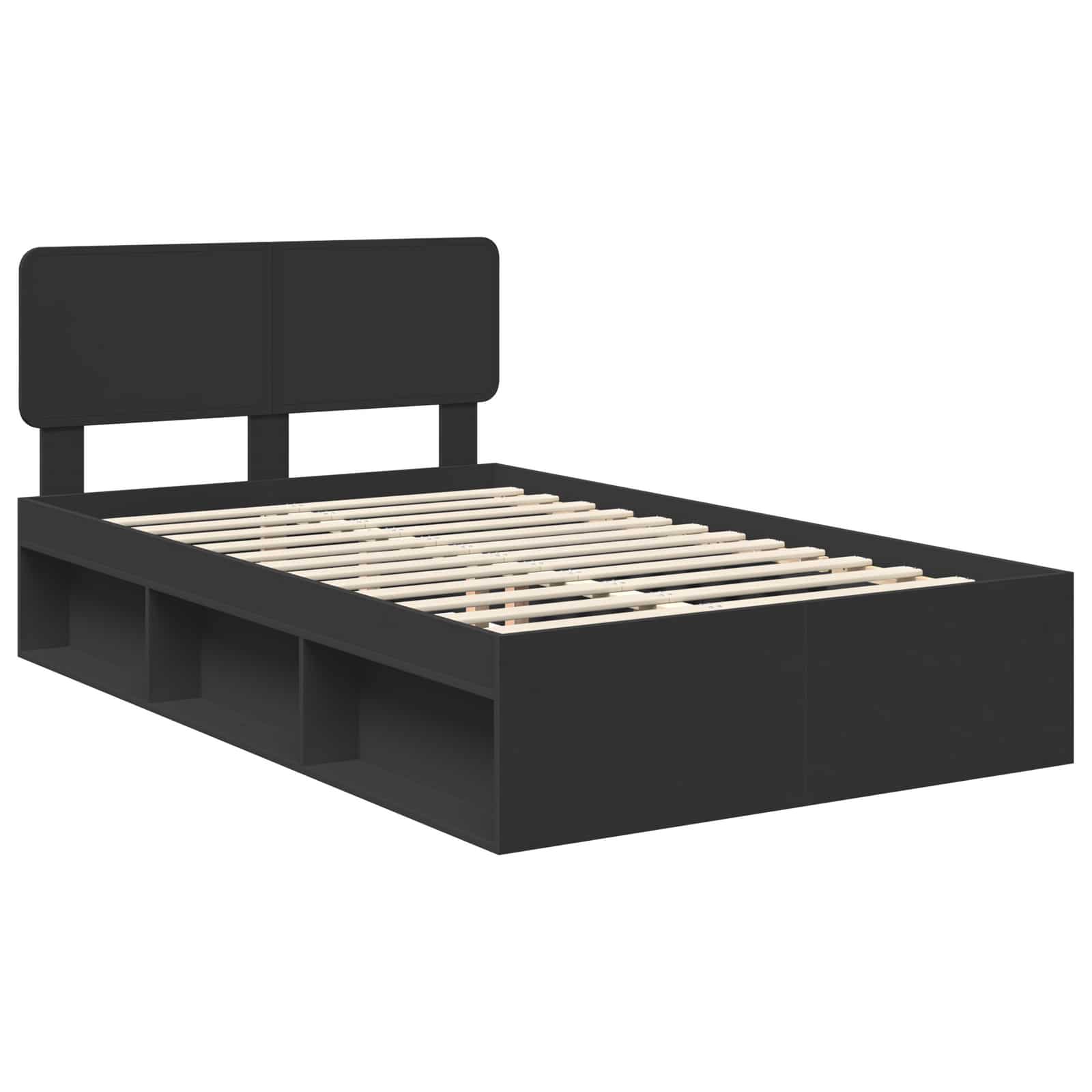 vidaXL Ramka łóżka Czarny 135 x 190 cm Lite drewno sosnowe