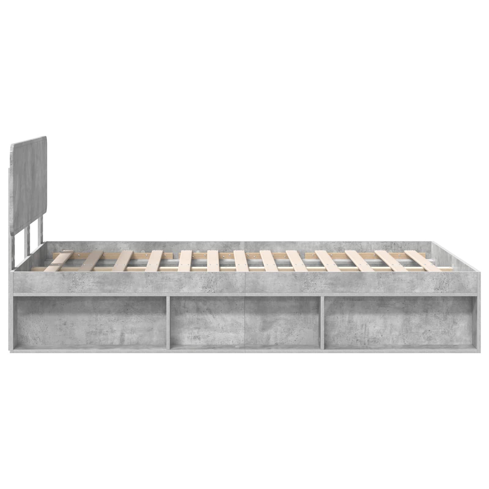 vidaXL Ramka łóżka Szary beton 135 x 190 cm Lite drewno sosnowe