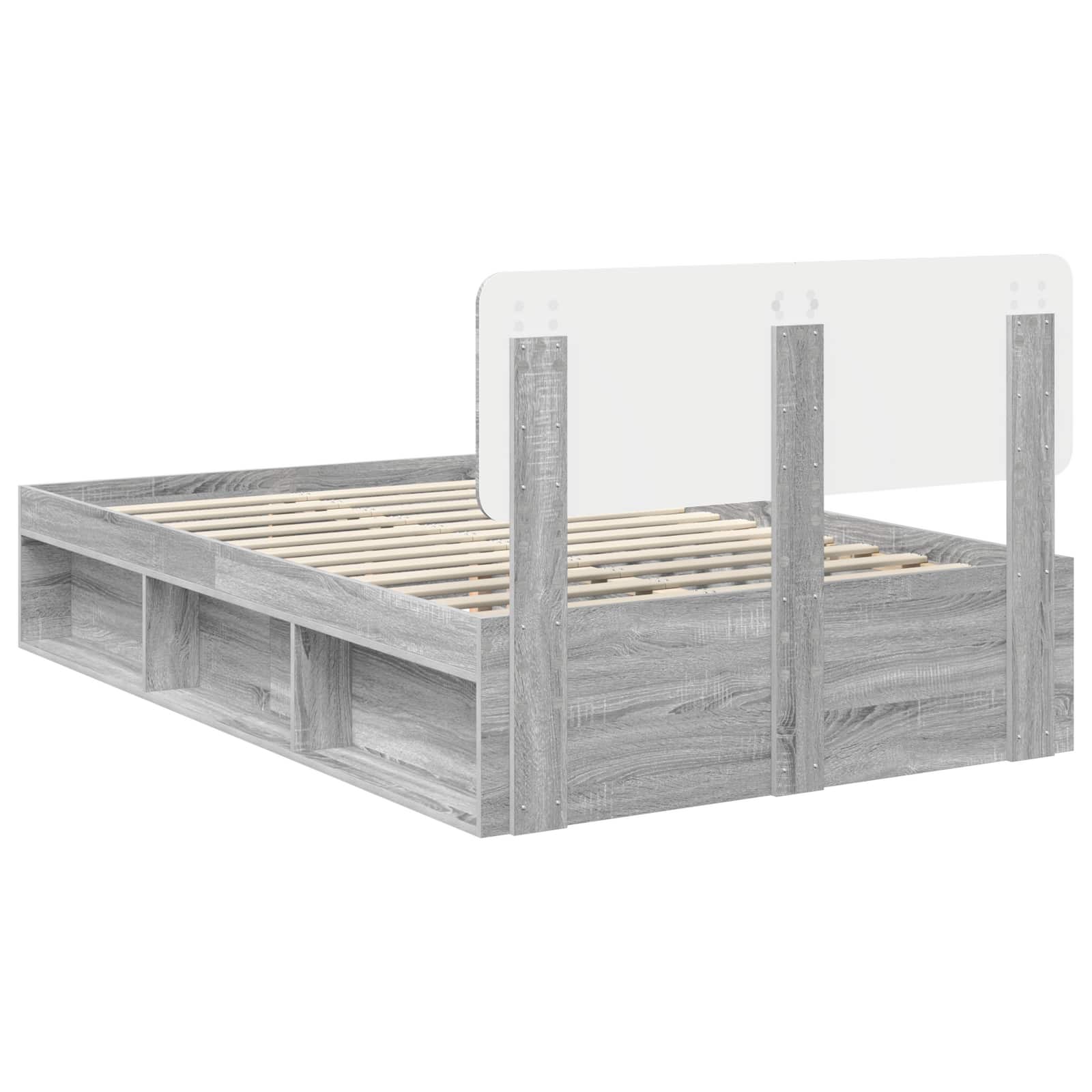 vidaXL Ramka łóżka Szary Sonoma 135 x 190 cm Lite drewno sosnowe