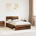 vidaXL Ramka łóżka Stare drewno 135 x 190 cm Lite drewno sosnowe
