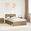 vidaXL Ramka łóżka Dąb rzemieślniczy 135 x 190 cm Lite drewno sosnowe