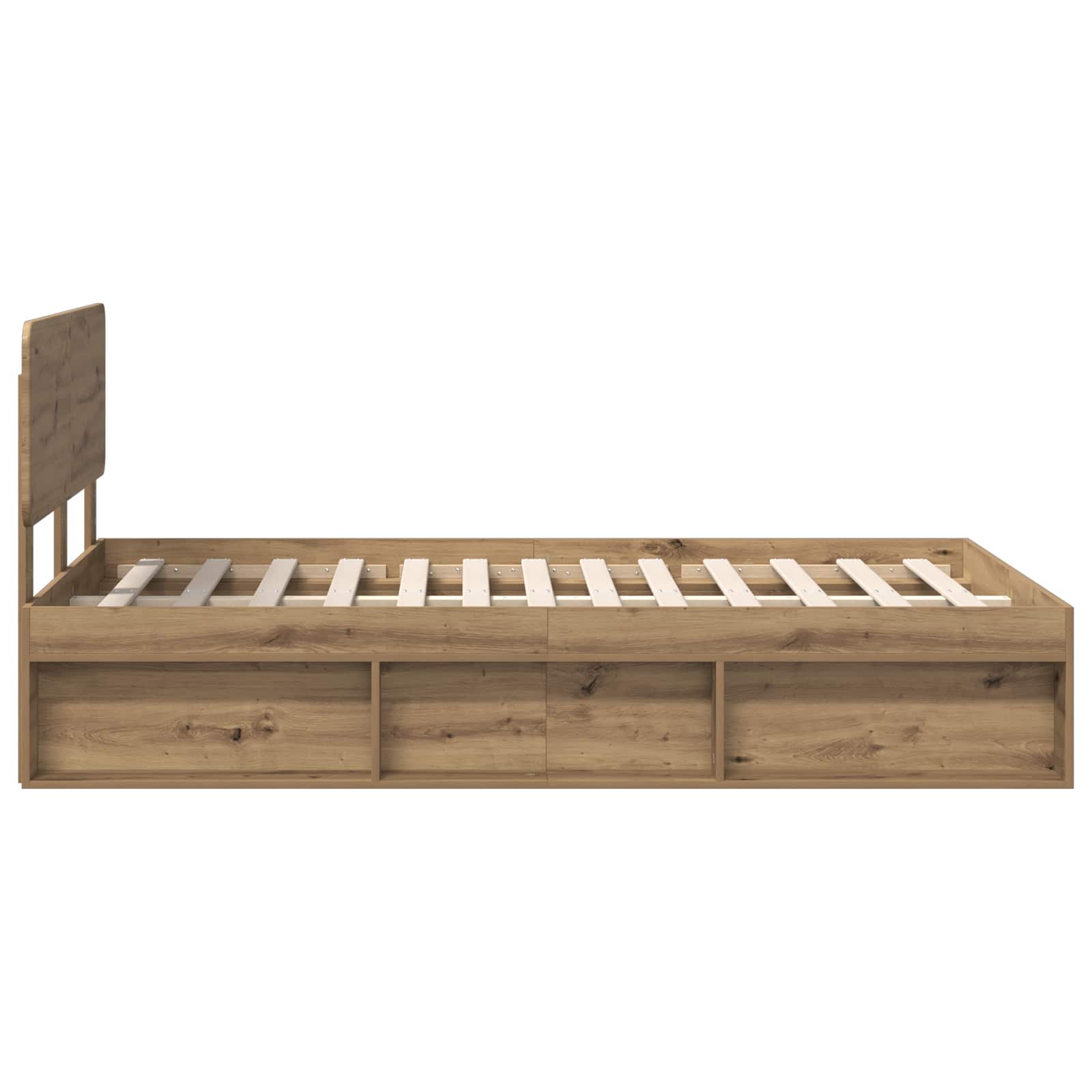 vidaXL Ramka łóżka Dąb rzemieślniczy 135 x 190 cm Lite drewno sosnowe