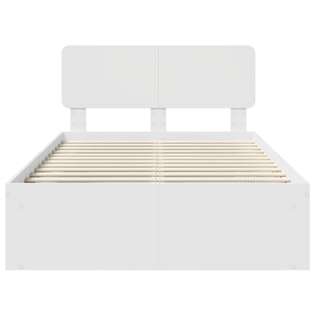 vidaXL Ramka łóżka Z zagłówkiem Biały 120 x 200 cm Lite drewno sosnowe