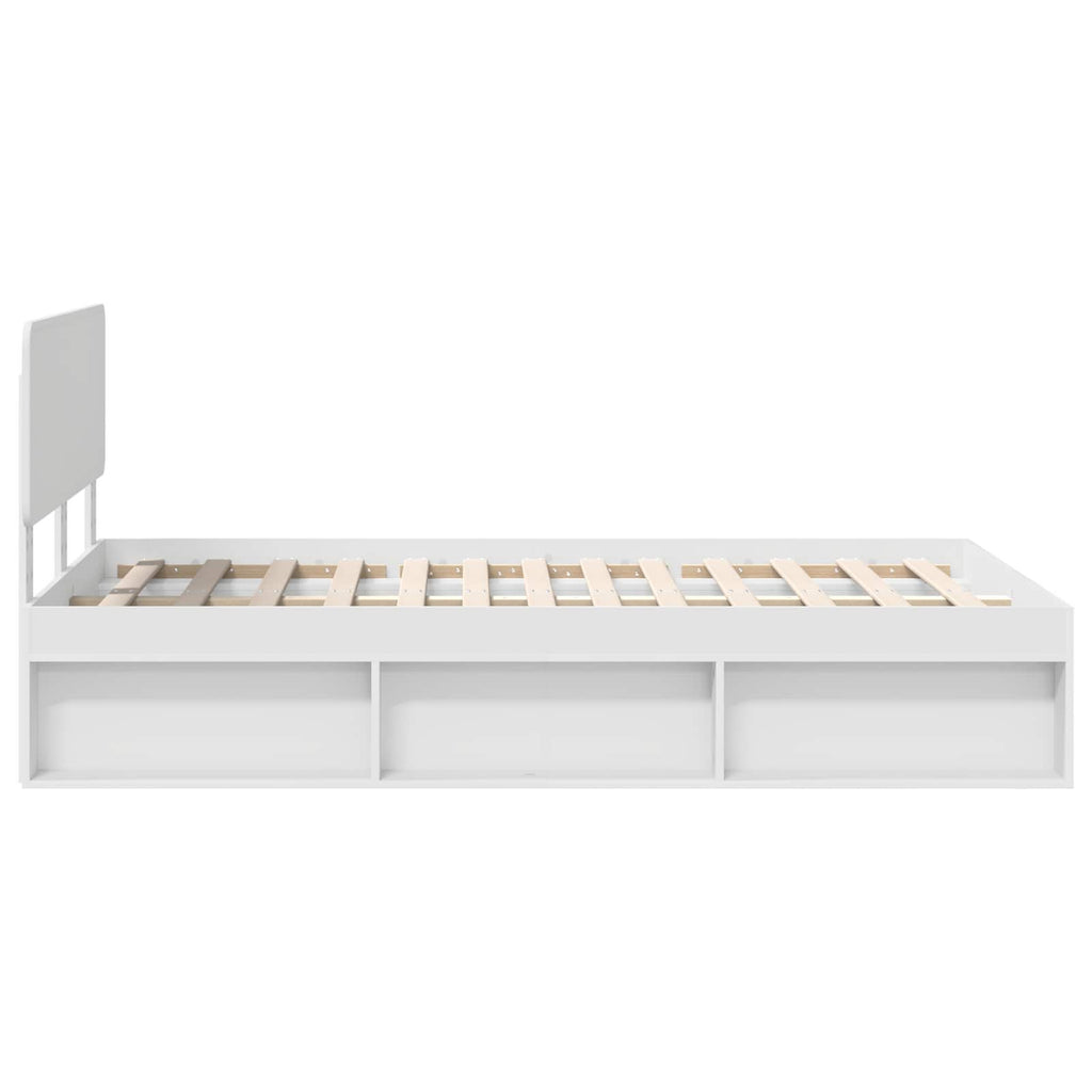 vidaXL Ramka łóżka Z zagłówkiem Biały 120 x 200 cm Lite drewno sosnowe