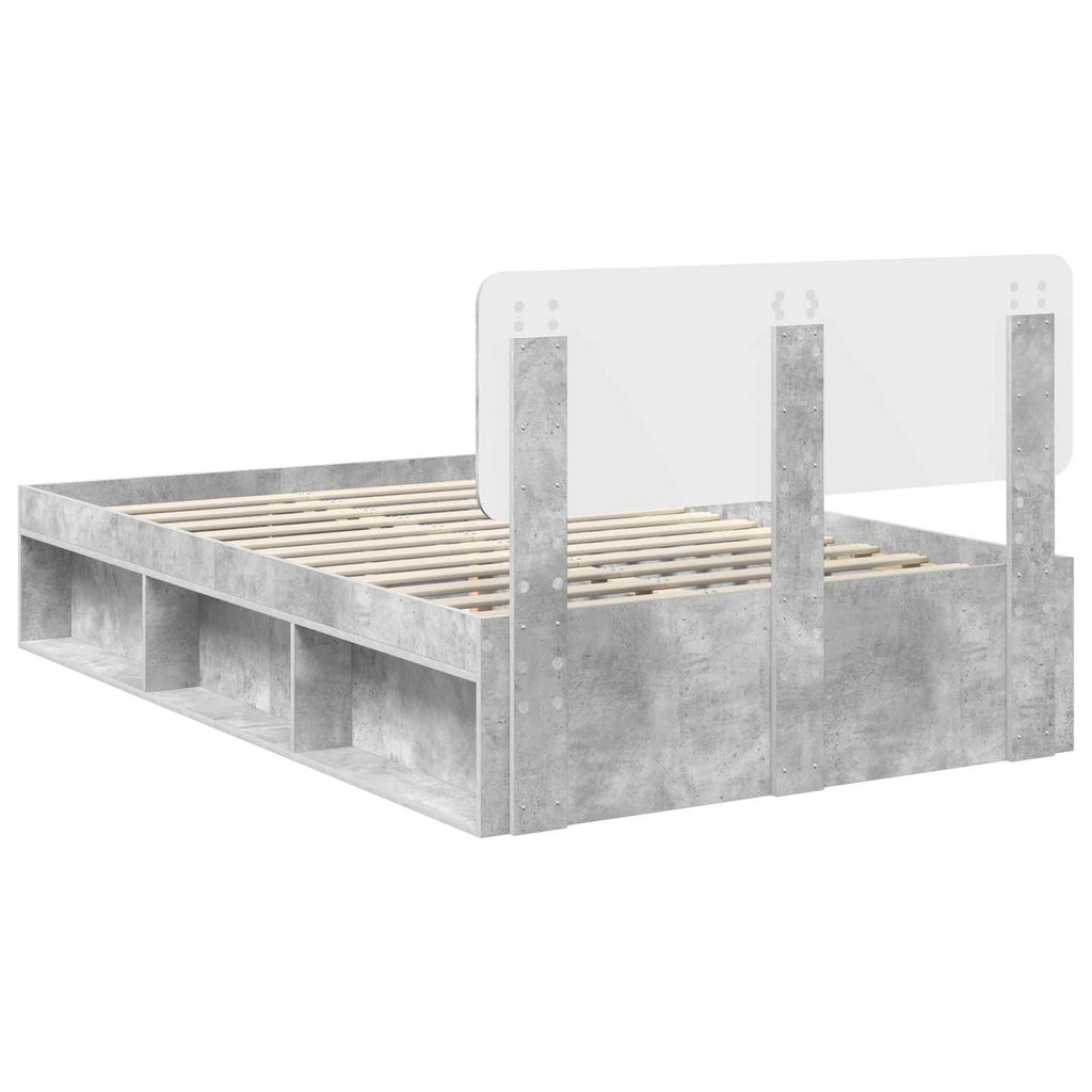 vidaXL Ramka łóżka Betonowy 120 x 200 cm Lite drewno sosnowe