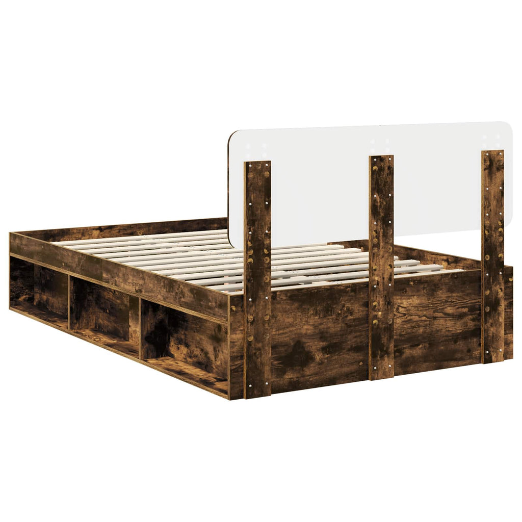 vidaXL Ramka łóżka Dąb wędzony 120 x 200 cm Lite drewno sosnowe