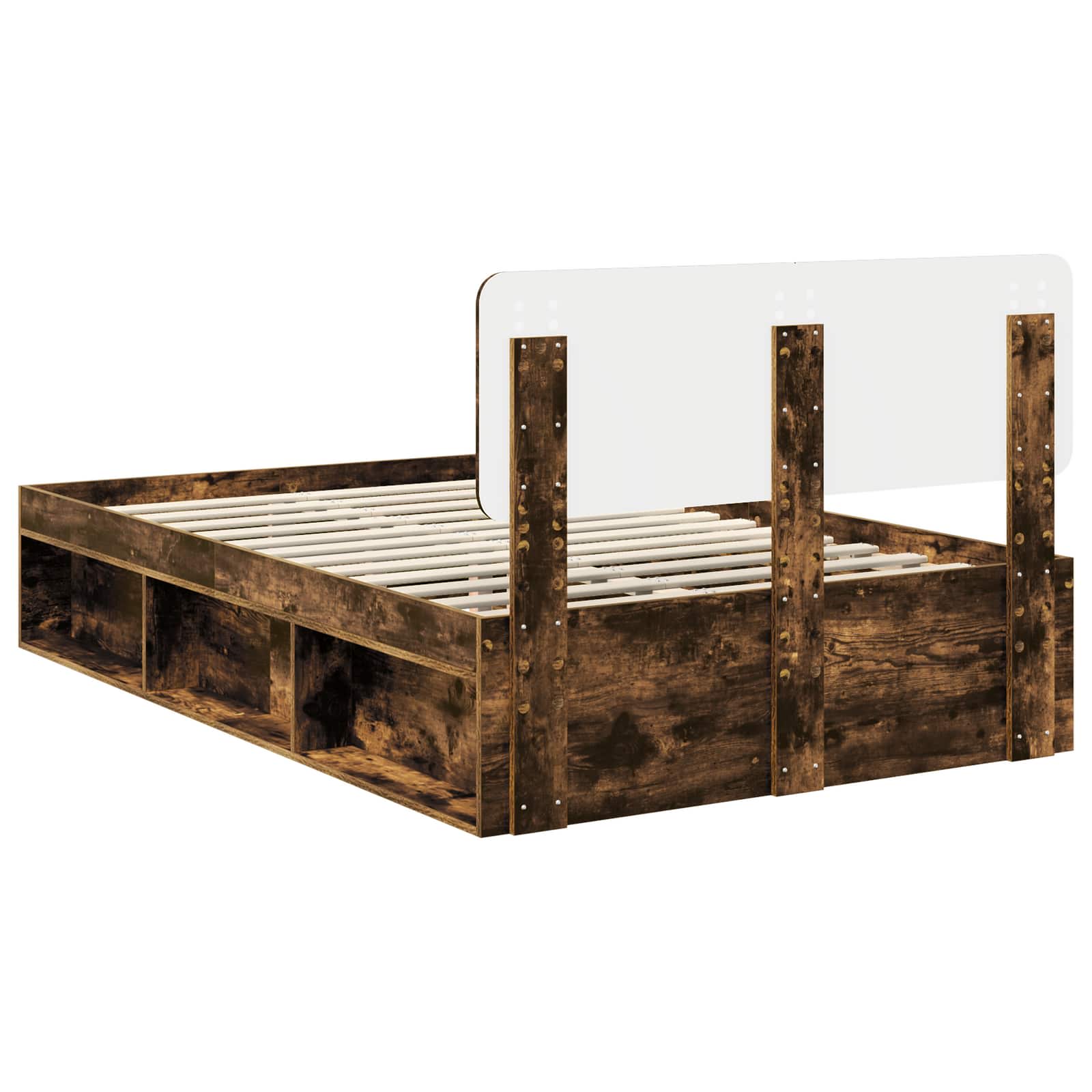 vidaXL Ramka łóżka Dąb wędzony 120 x 200 cm Lite drewno sosnowe