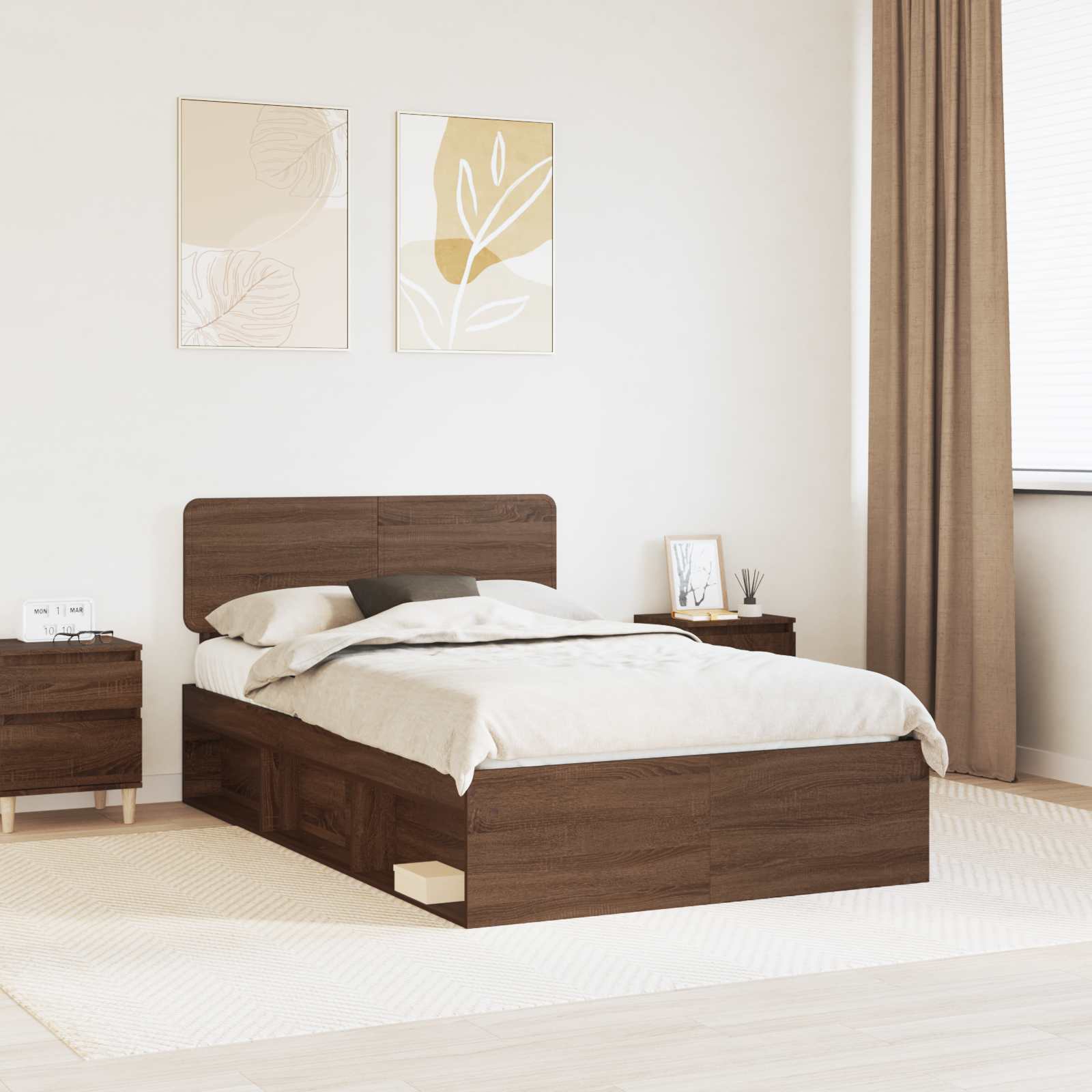 vidaXL Ramka łóżka Brązowy dąb 120 x 200 cm Lite drewno sosnowe