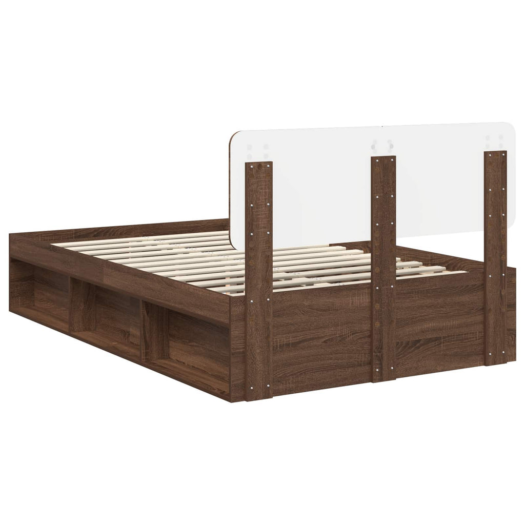 vidaXL Ramka łóżka Brązowy dąb 120 x 200 cm Lite drewno sosnowe