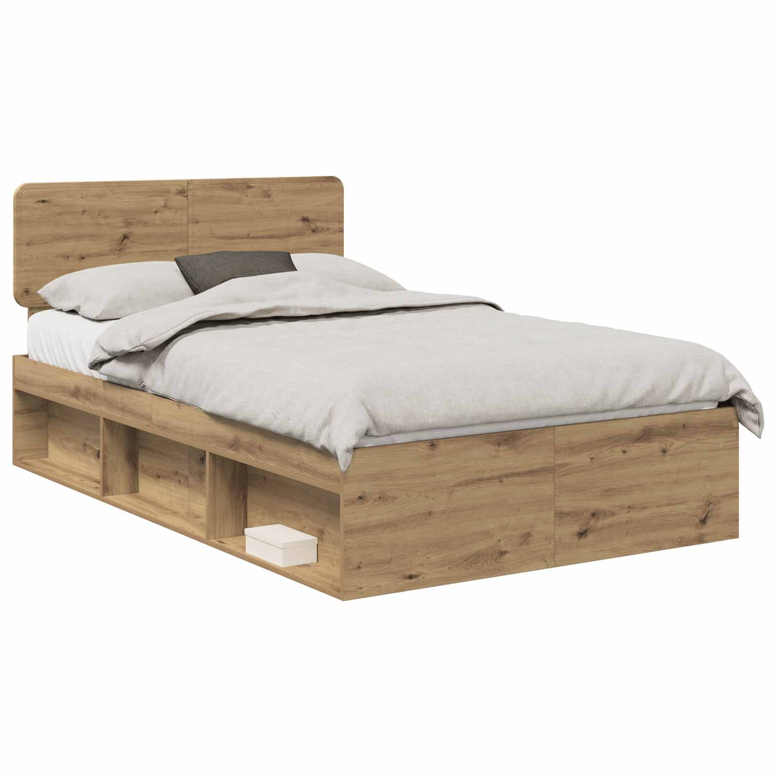 vidaXL Ramka łóżka Dąb rzemieślniczy 120 x 200 cm Lite drewno sosnowe