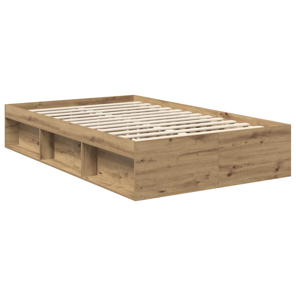 vidaXL Ramka łóżka Dąb rzemieślniczy 120 x 200 cm Lite drewno sosnowe