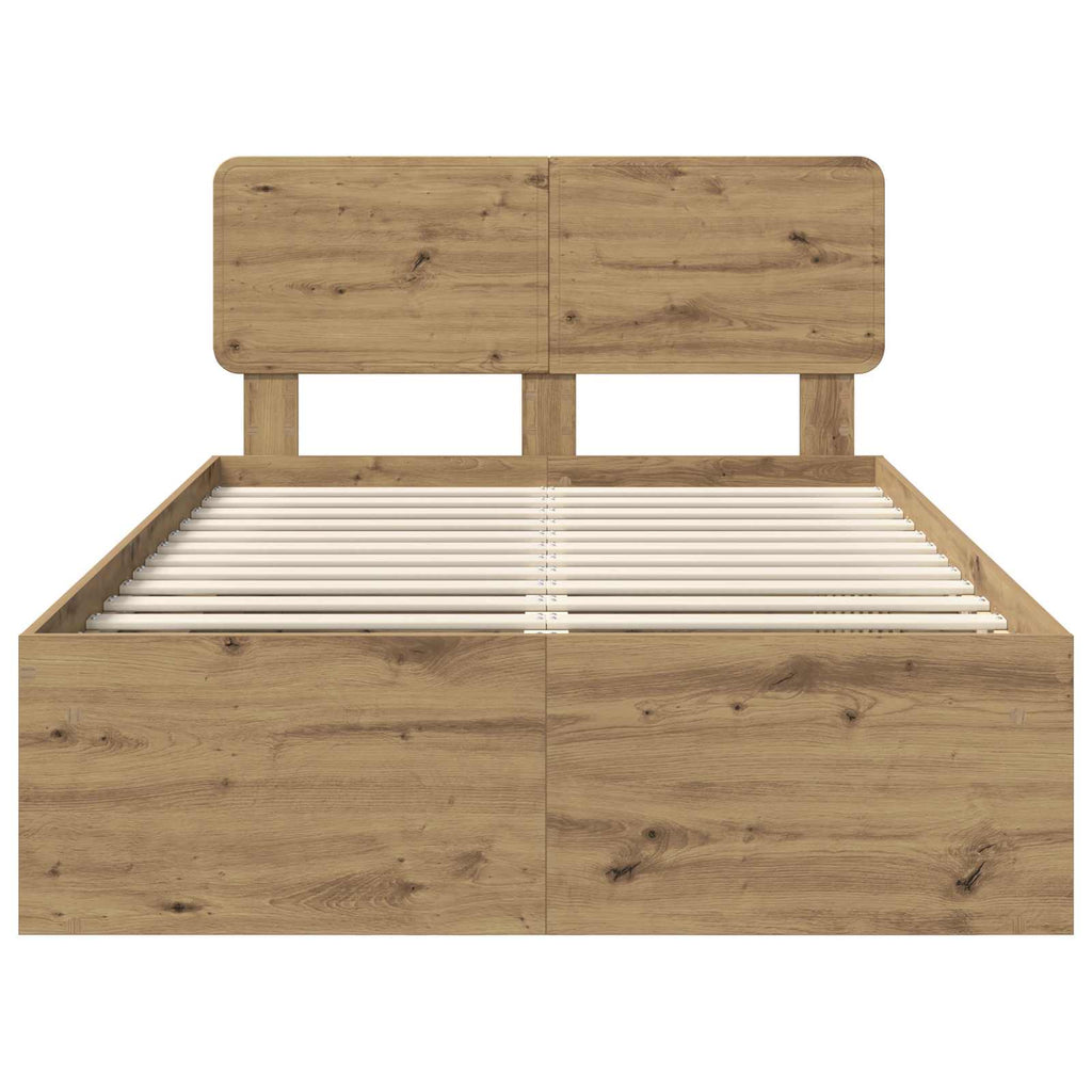 vidaXL Ramka łóżka Dąb rzemieślniczy 120 x 200 cm Lite drewno sosnowe