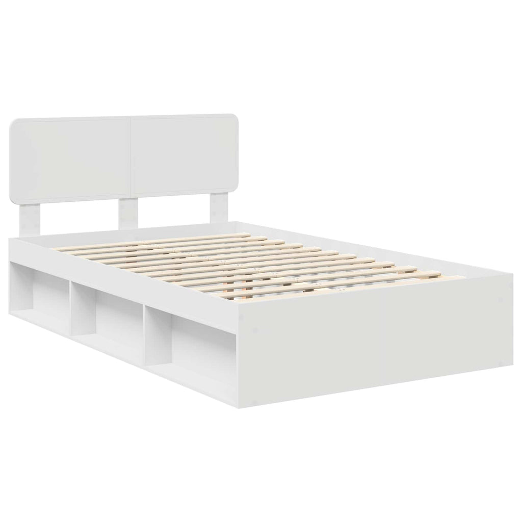 vidaXL Ramka łóżka Z zagłówkiem Biały 120 x 190 cm Lite drewno sosnowe