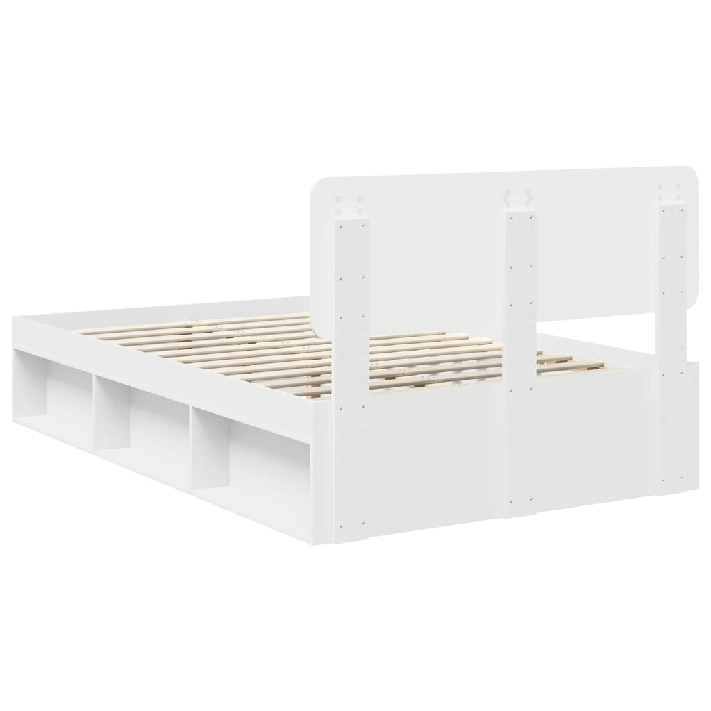 vidaXL Ramka łóżka Z zagłówkiem Biały 120 x 190 cm Lite drewno sosnowe