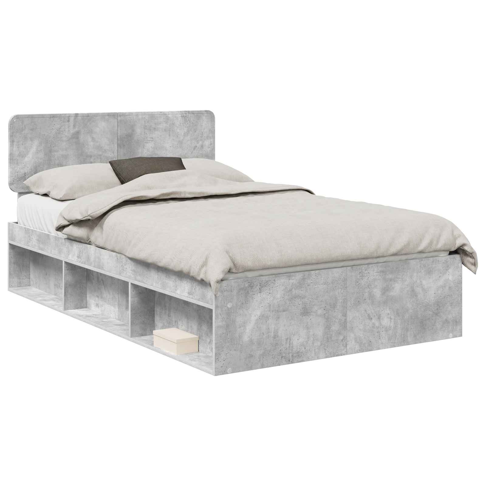 vidaXL Ramka łóżka Betonowy 120 x 190 cm Lite drewno sosnowe
