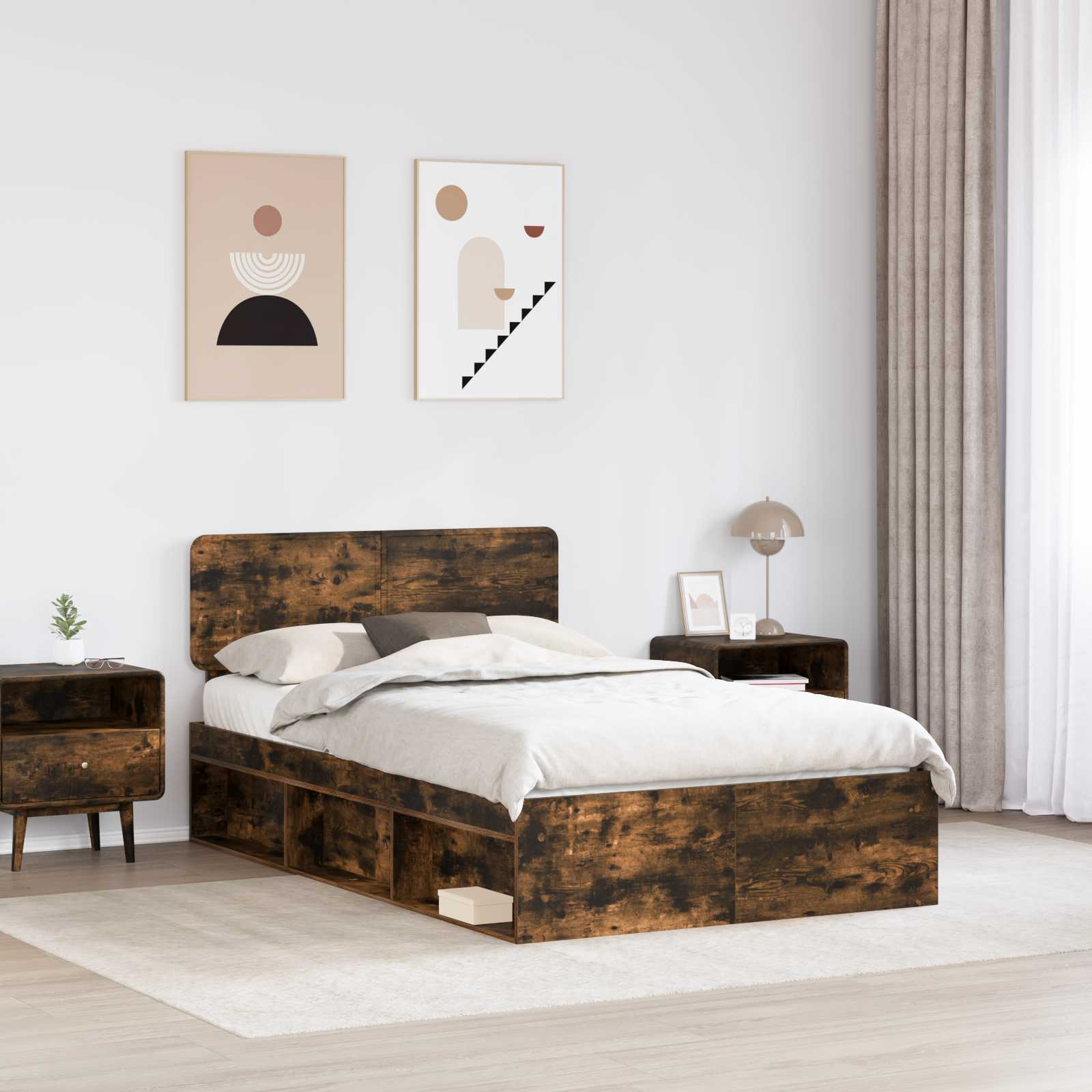 vidaXL Ramka łóżka Dąb wędzony 120 x 190 cm Lite drewno sosnowe