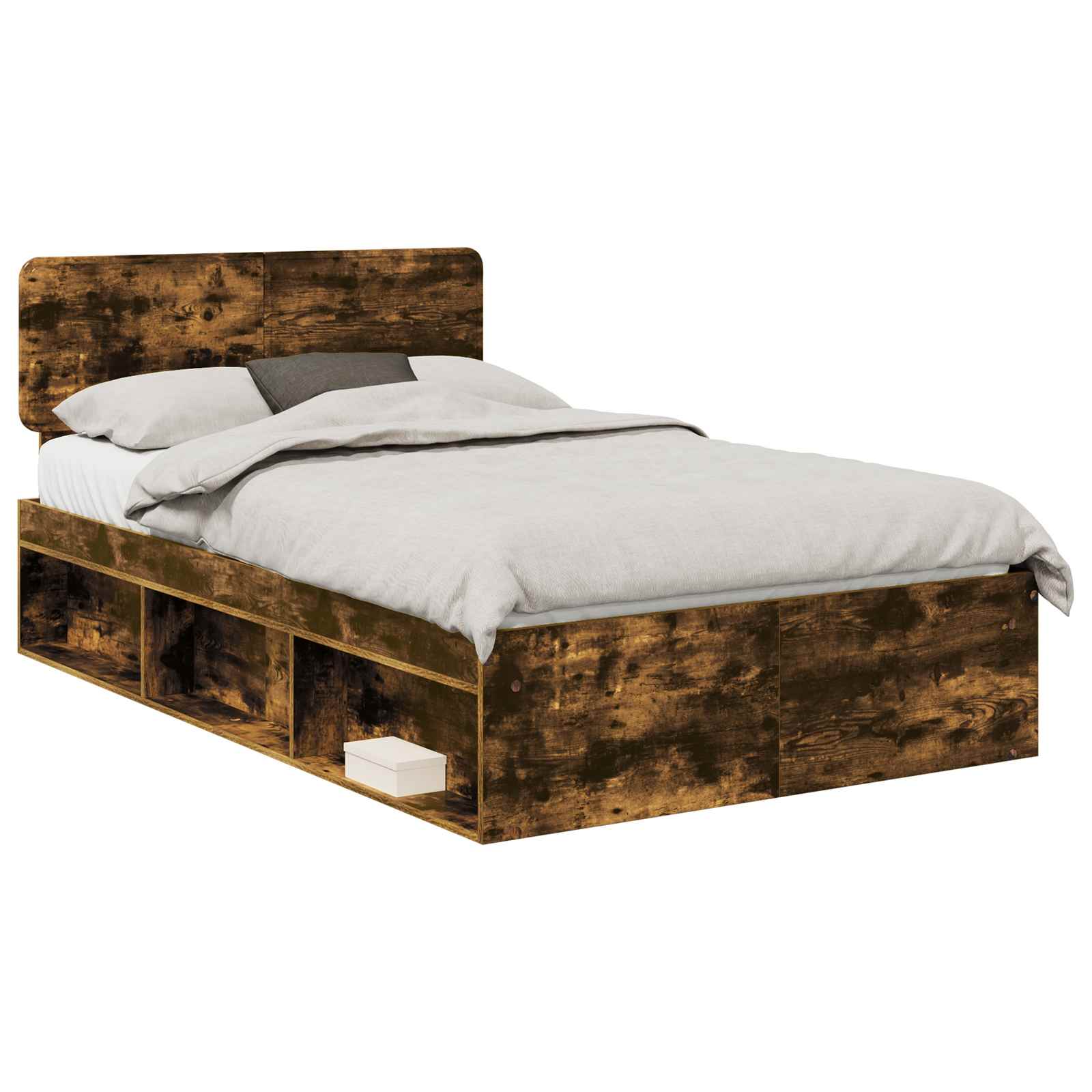 vidaXL Ramka łóżka Dąb wędzony 120 x 190 cm Lite drewno sosnowe