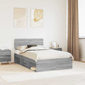 vidaXL Ramka łóżka Szary Sonoma 120 x 190 cm Lite drewno sosnowe
