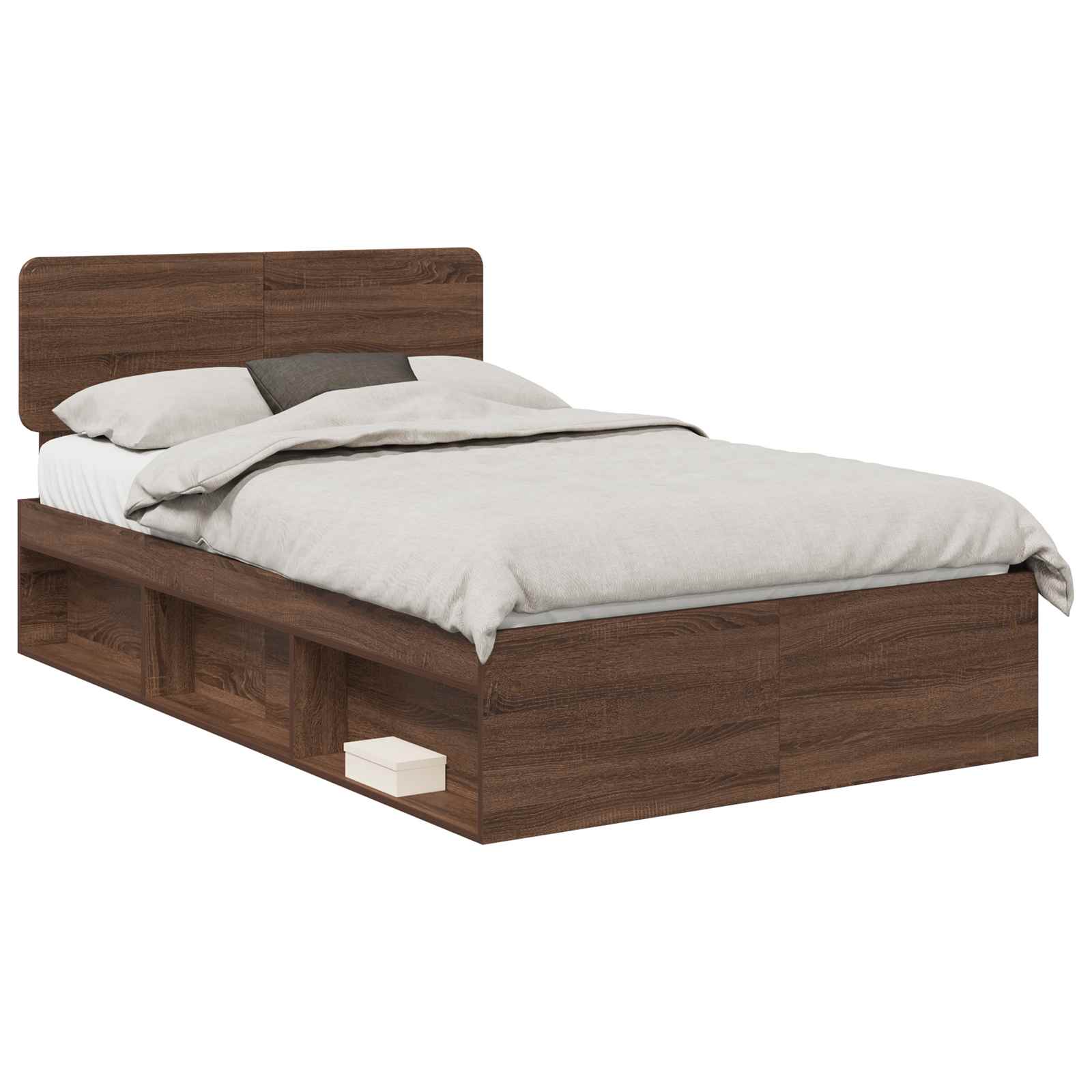 vidaXL Ramka łóżka Brązowy dąb 120 x 190 cm Lite drewno sosnowe