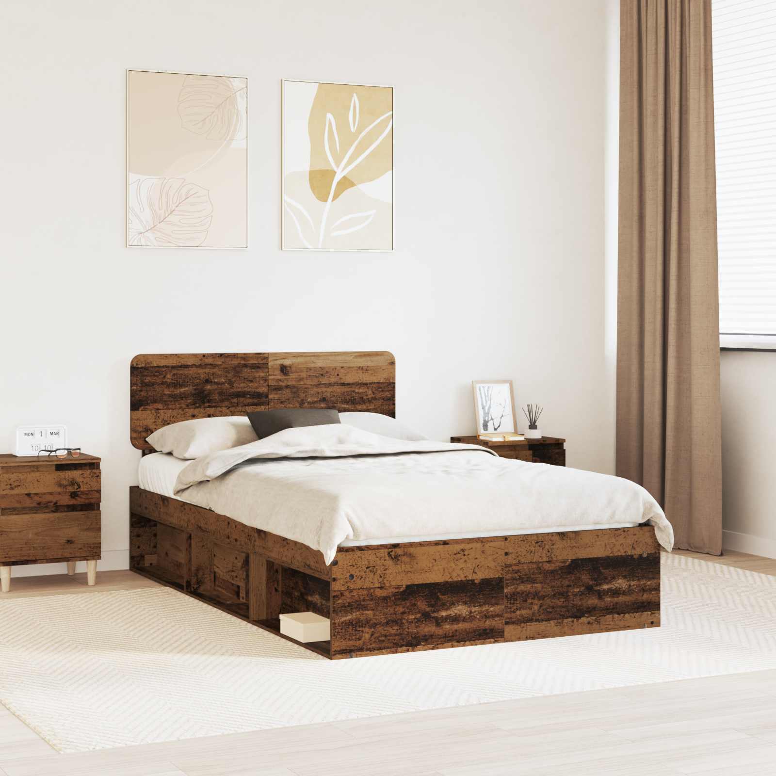 vidaXL Ramka łóżka Stare drewno 120 x 190 cm Lite drewno sosnowe