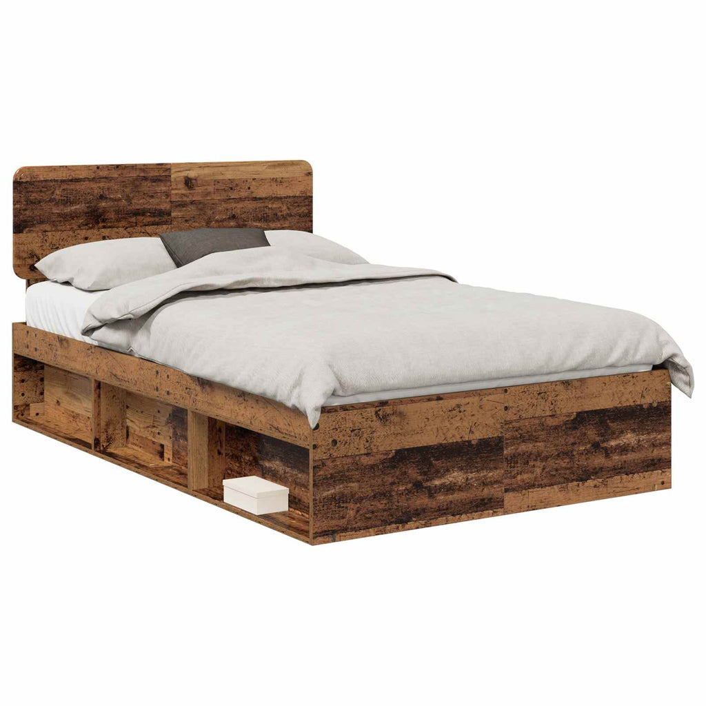 vidaXL Ramka łóżka Stare drewno 120 x 190 cm Lite drewno sosnowe