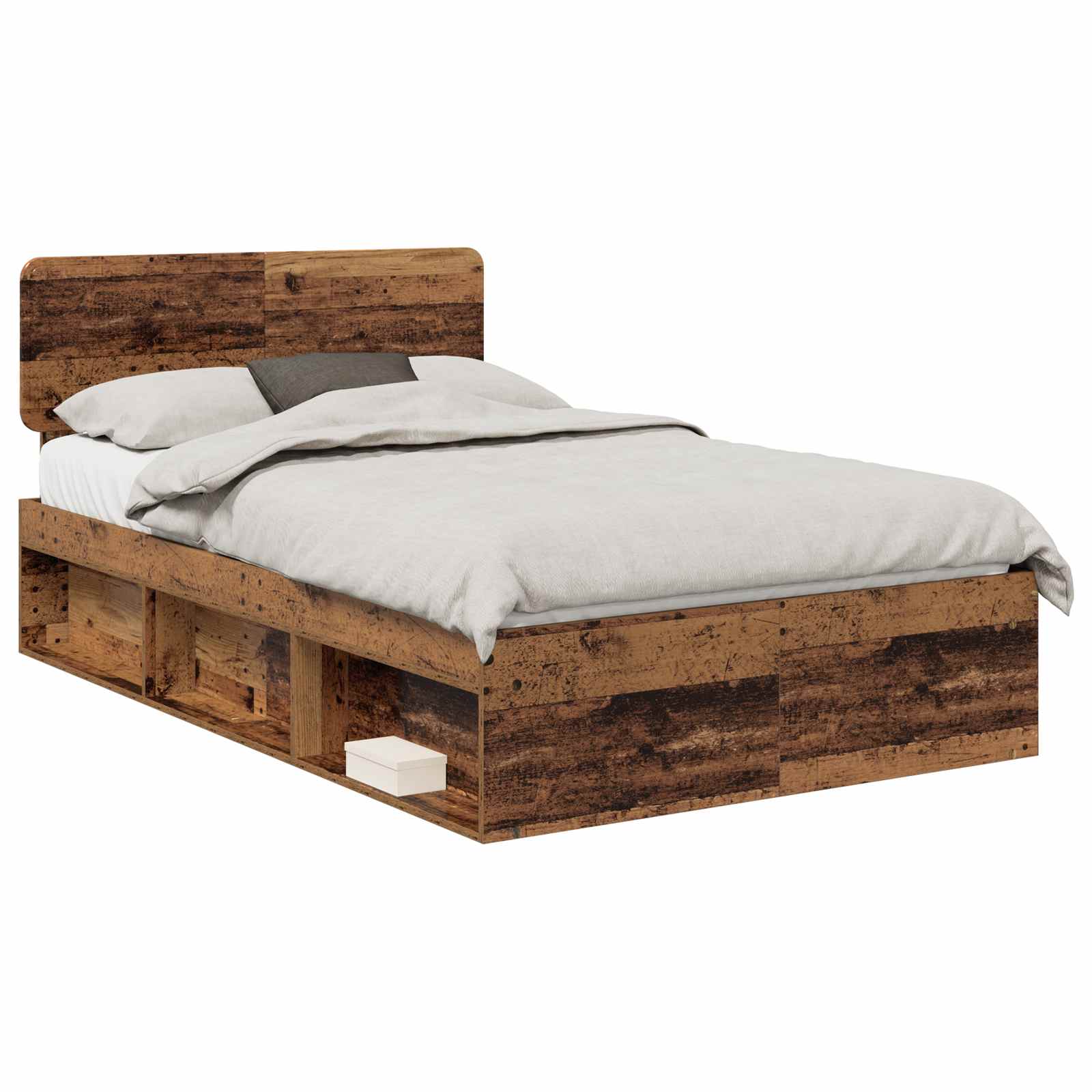 vidaXL Ramka łóżka Stare drewno 120 x 190 cm Lite drewno sosnowe