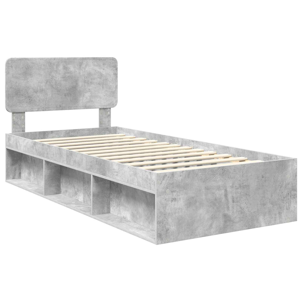vidaXL Ramka łóżka Szary beton 100 x 200 cm Lite drewno sosnowe