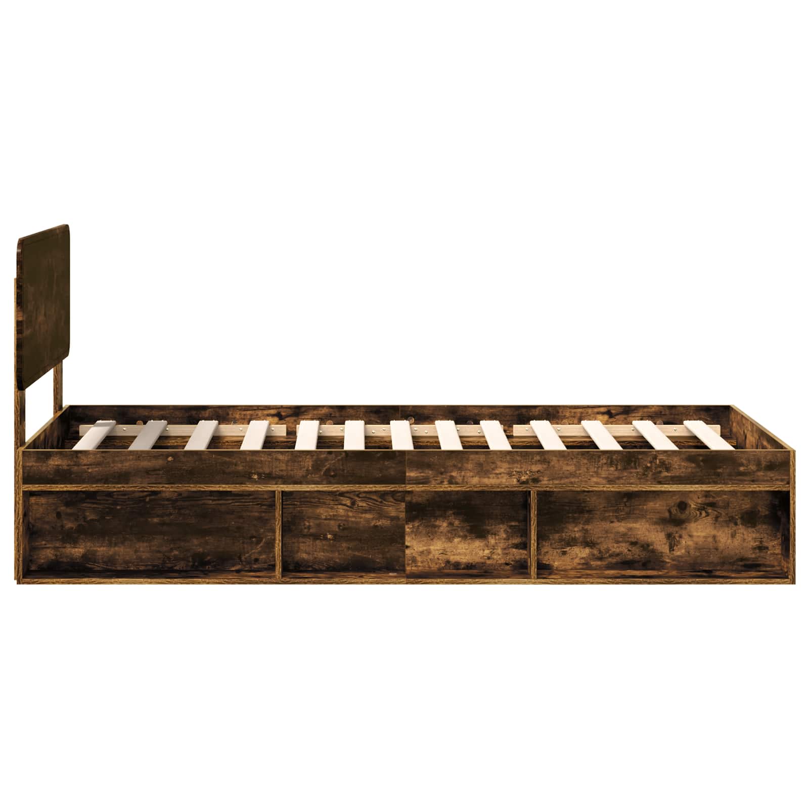 vidaXL Ramka łóżka Dąb wędzony 100 x 200 cm Lite drewno sosnowe