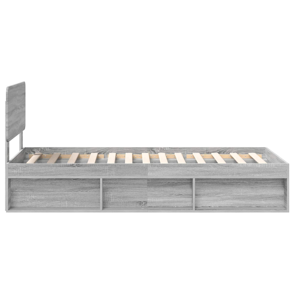 vidaXL Ramka łóżka Szary Sonoma 100 x 200 cm Lite drewno sosnowe