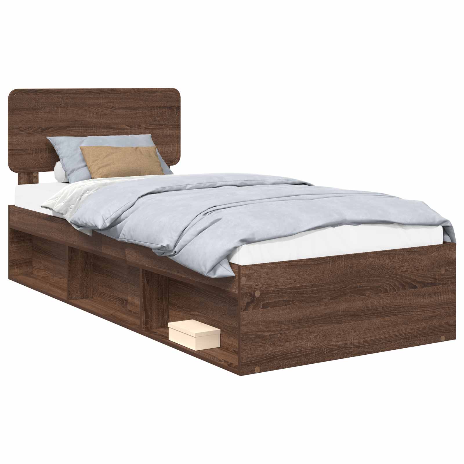vidaXL Ramka łóżka Brązowy dąb 100 x 200 cm Lite drewno sosnowe