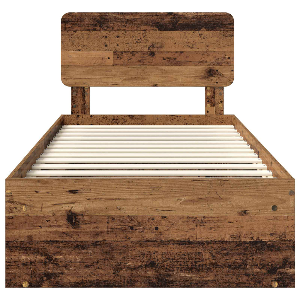 vidaXL Ramka łóżka Stare drewno 100 x 200 cm Lite drewno sosnowe