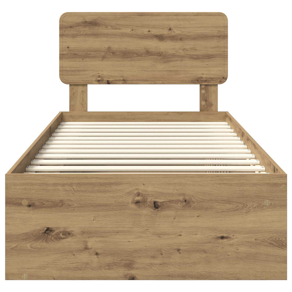 vidaXL Ramka łóżka Dąb rzemieślniczy 100 x 200 cm Lite drewno sosnowe