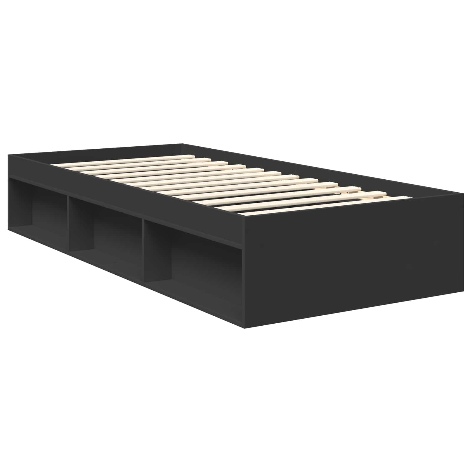 vidaXL Ramka łóżka Z zagłówkiem Czarny 90 x 200 cm Lite drewno sosnowe