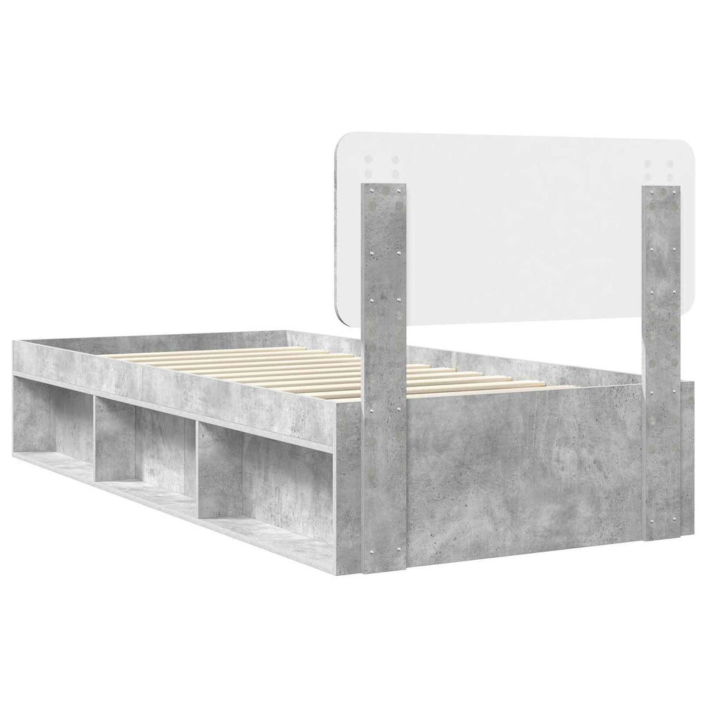 vidaXL Ramka łóżka Betonowy 90 x 200 cm Lite drewno sosnowe