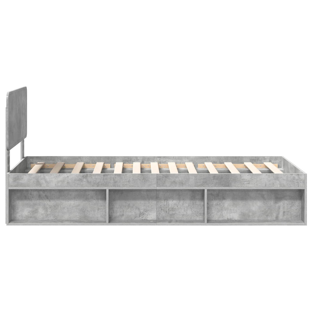 vidaXL Ramka łóżka Betonowy 90 x 200 cm Lite drewno sosnowe