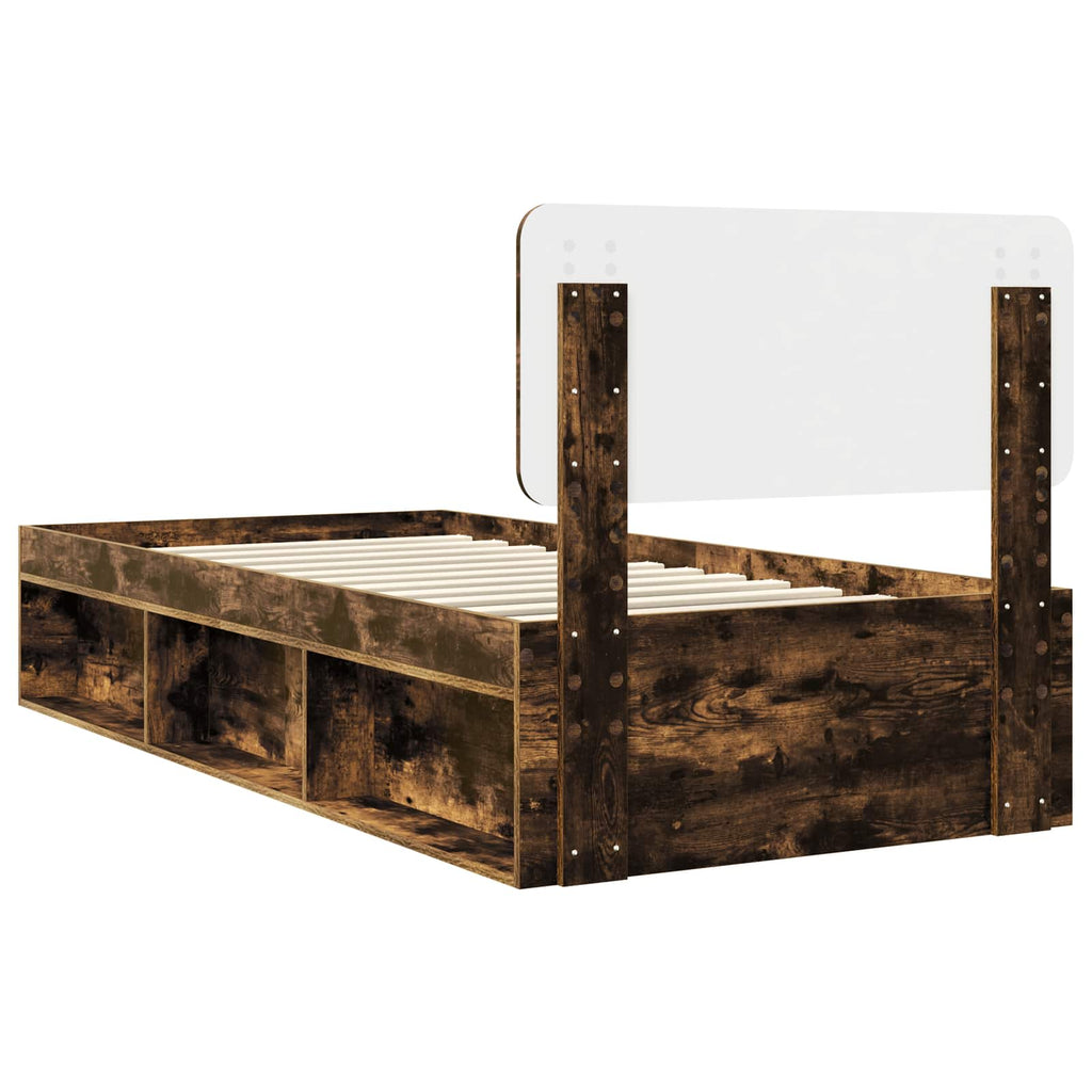 vidaXL Ramka łóżka Dąb wędzony 90 x 200 cm Lite drewno sosnowe