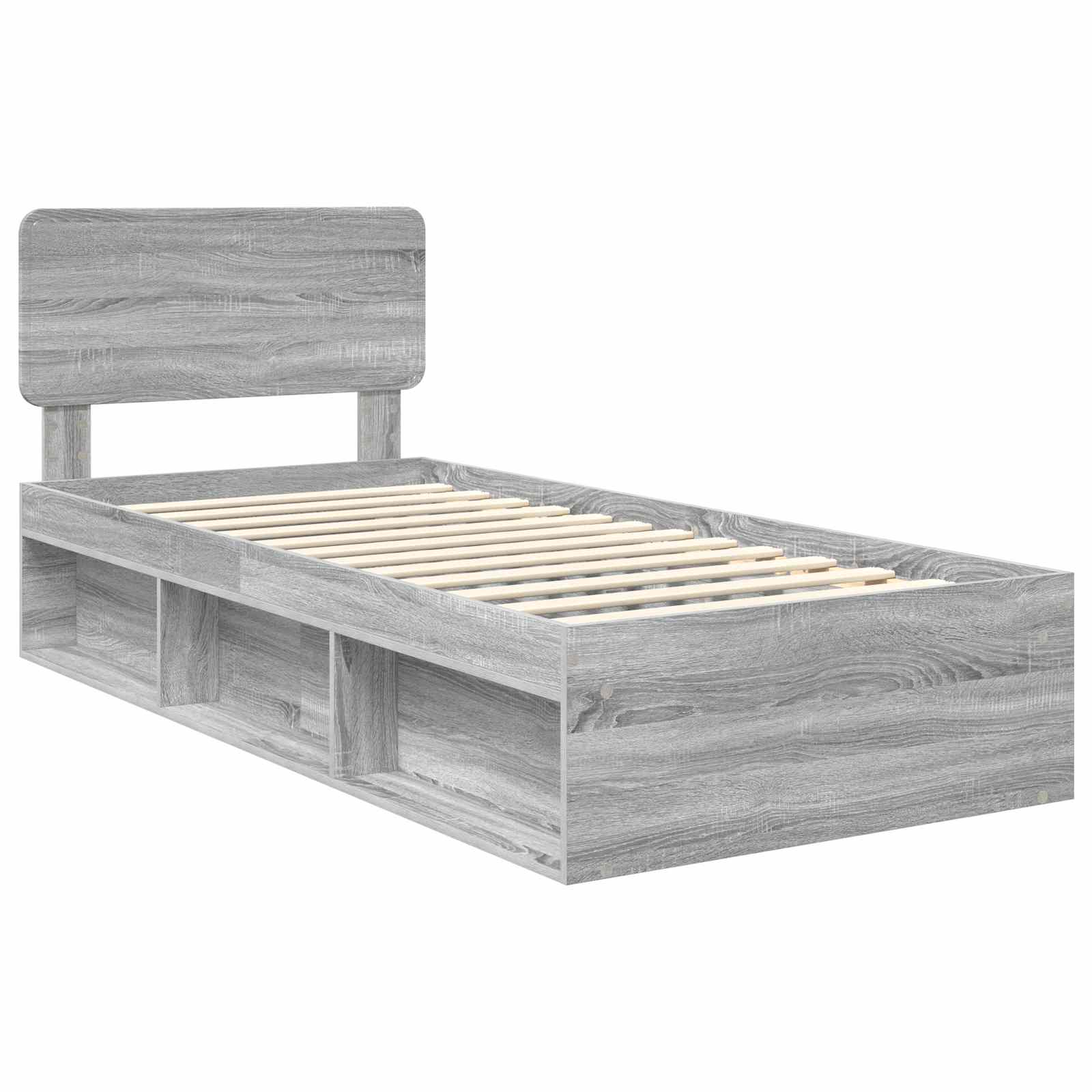 vidaXL Ramka łóżka Szary Sonoma 90 x 200 cm Lite drewno sosnowe