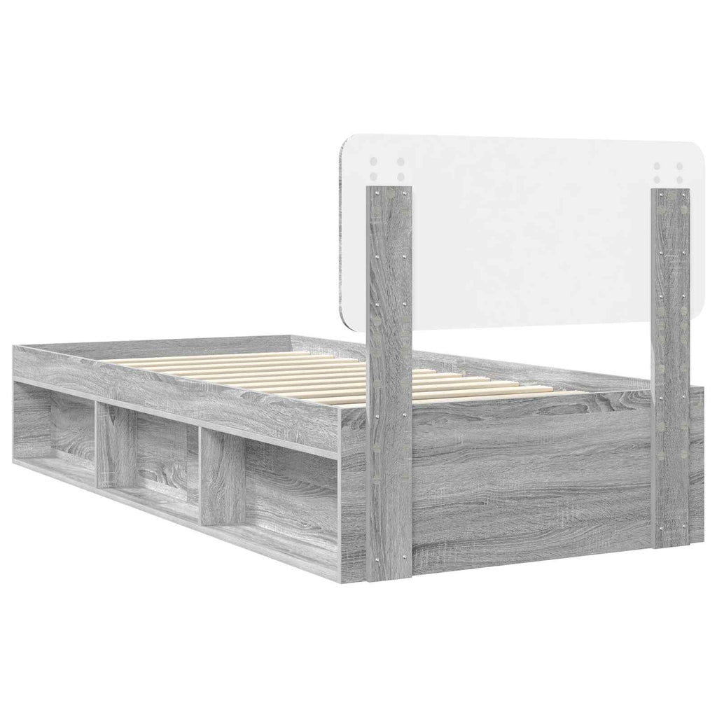 vidaXL Ramka łóżka Szary Sonoma 90 x 200 cm Lite drewno sosnowe