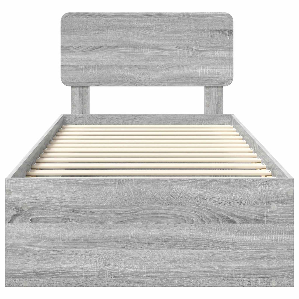 vidaXL Ramka łóżka Szary Sonoma 90 x 200 cm Lite drewno sosnowe
