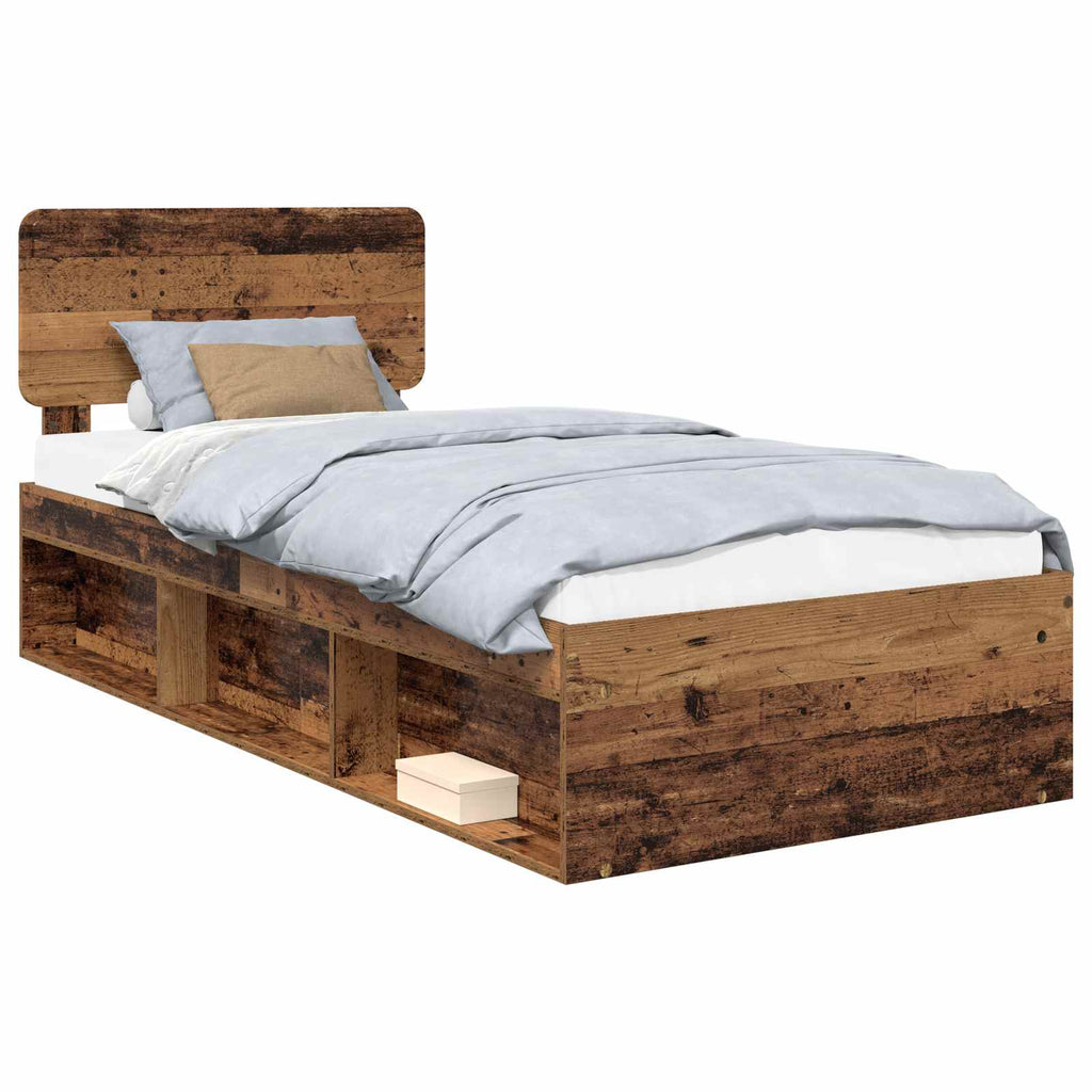 vidaXL Ramka łóżka Stare drewno 90 x 200 cm Lite drewno sosnowe