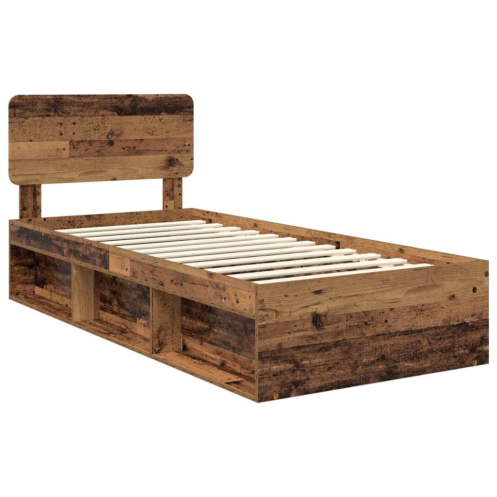 vidaXL Ramka łóżka Stare drewno 90 x 200 cm Lite drewno sosnowe