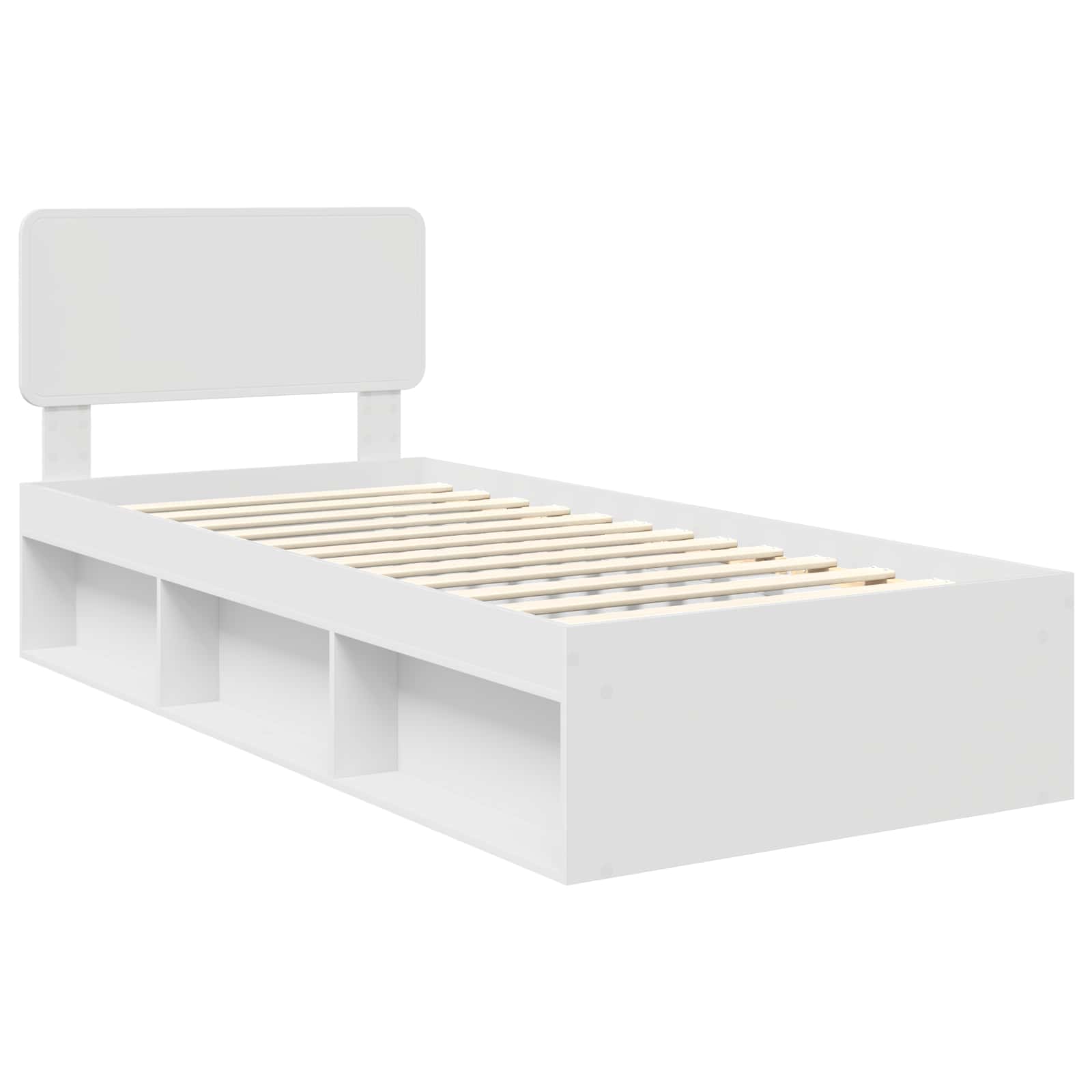 vidaXL Ramka łóżka Z zagłówkiem Biały 90 x 190 cm Lite drewno sosnowe