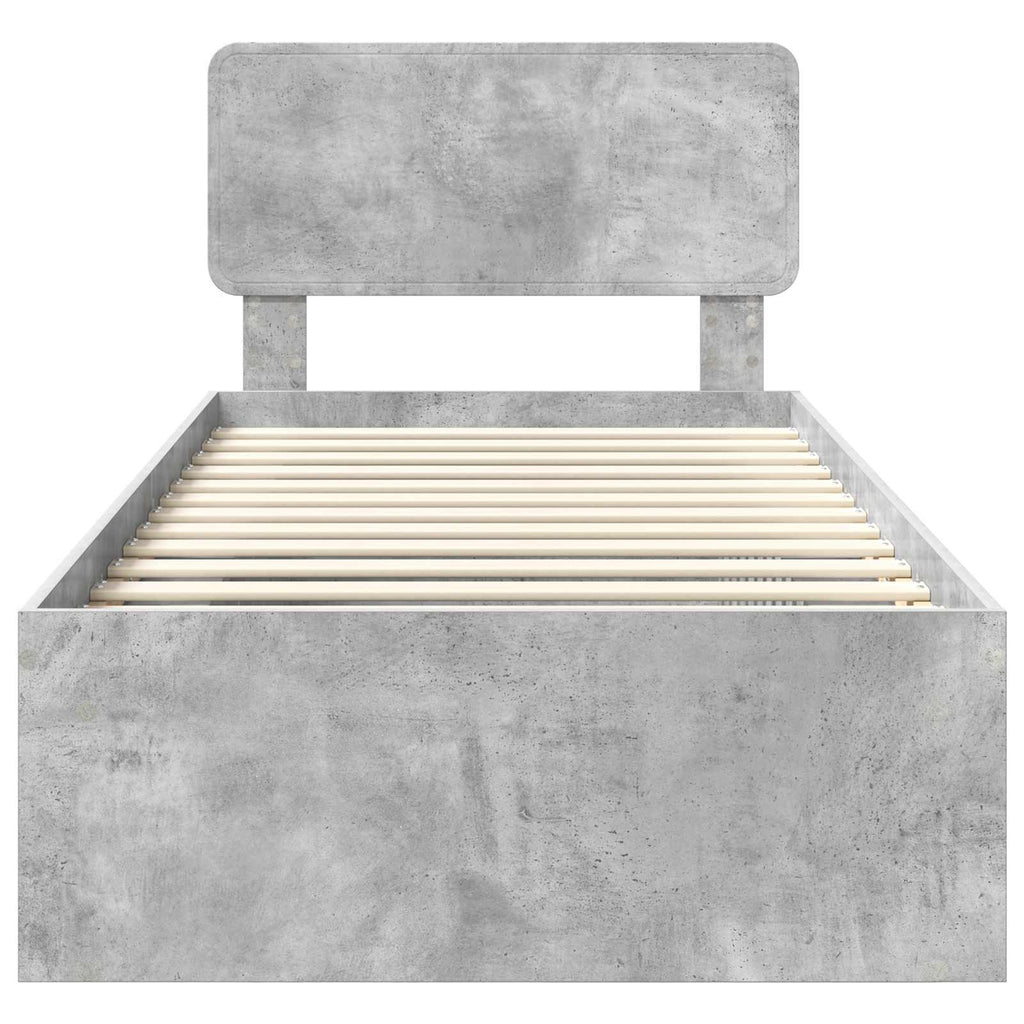 vidaXL Ramka łóżka Szary beton 90 x 190 cm Lite drewno sosnowe