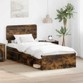 vidaXL Ramka łóżka Dąb wędzony 90 x 190 cm Lite drewno sosnowe