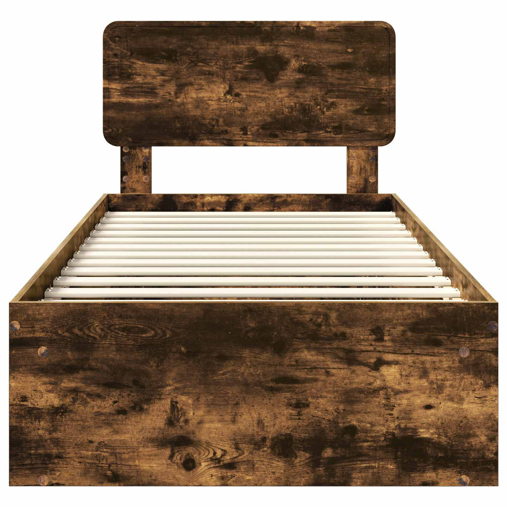 vidaXL Ramka łóżka Dąb wędzony 90 x 190 cm Lite drewno sosnowe