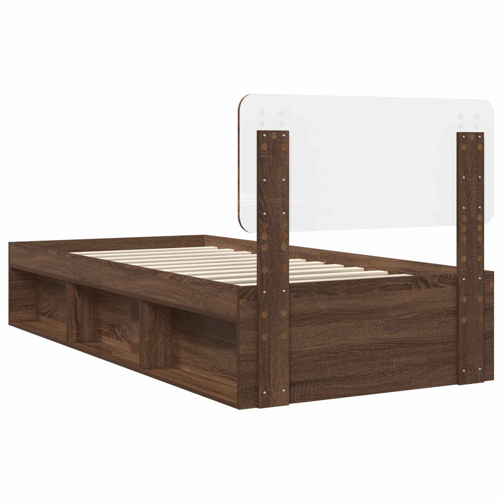 vidaXL Ramka łóżka Brązowy dąb 90 x 190 cm Lite drewno sosnowe