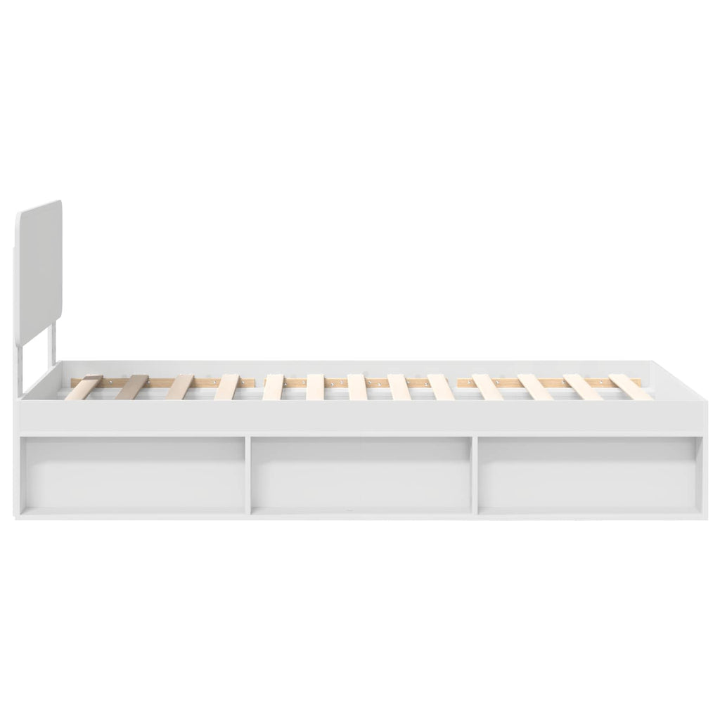 vidaXL Ramka łóżka Z zagłówkiem Biały 75 x 190 cm Lite drewno sosnowe