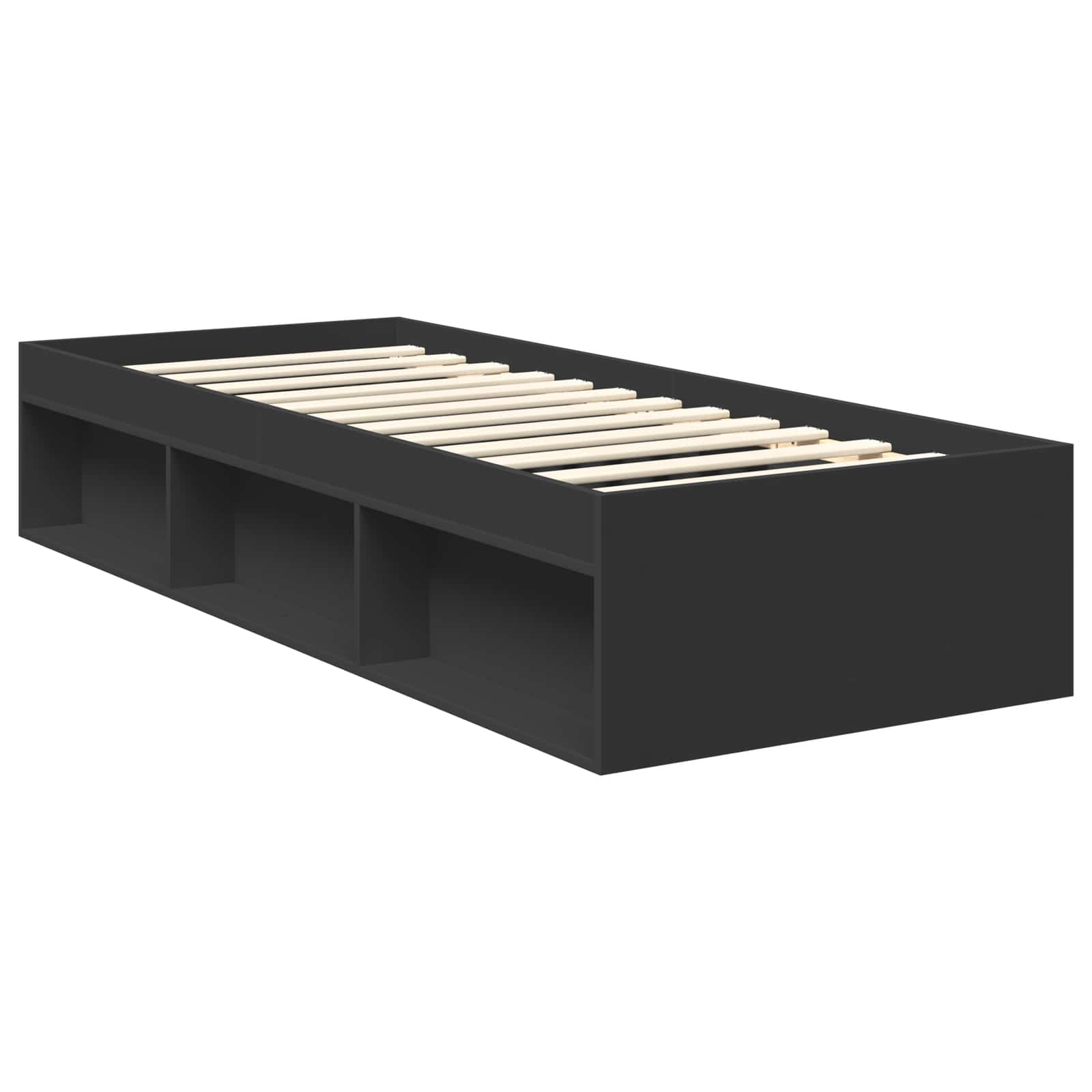 vidaXL Ramka łóżka Z zagłówkiem Czarny 75 x 190 cm Lite drewno sosnowe