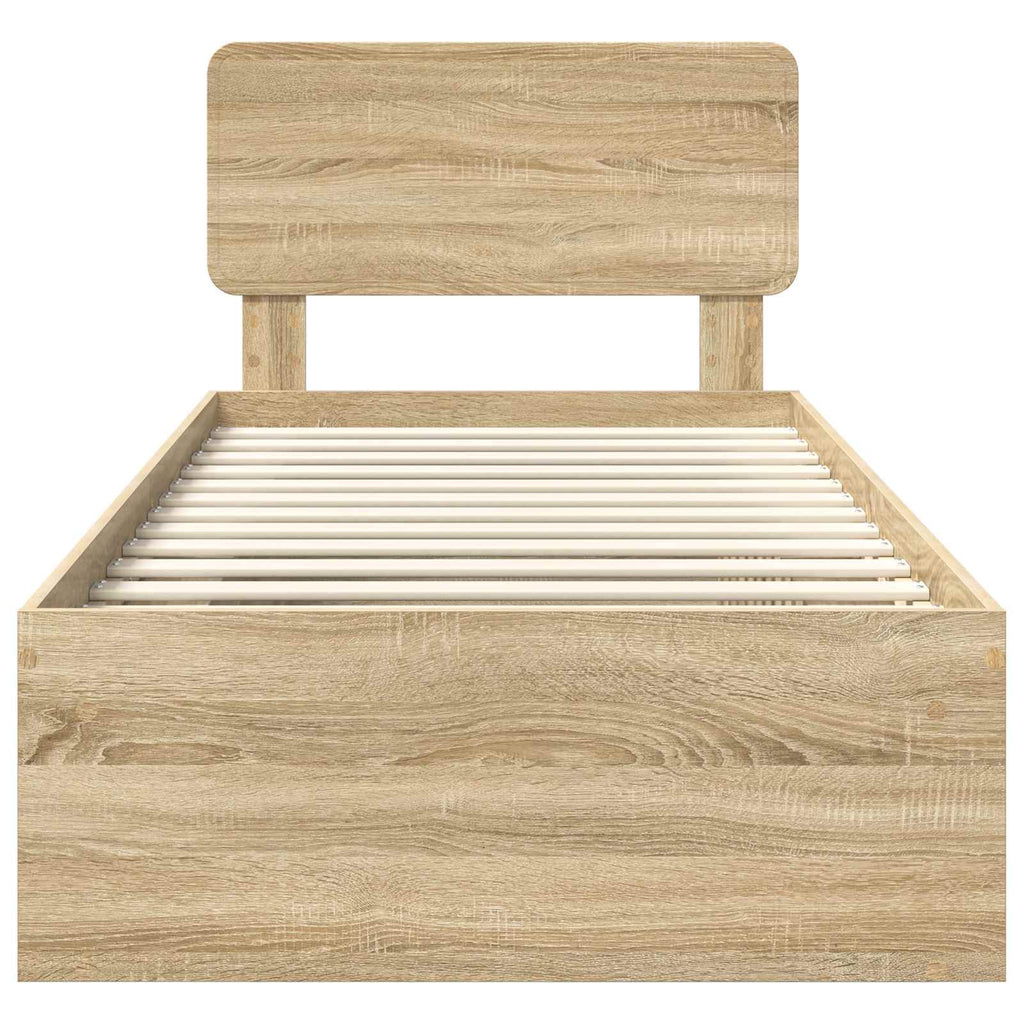 vidaXL Ramka łóżka Dąb Sonoma 75 x 190 cm Lite drewno sosnowe